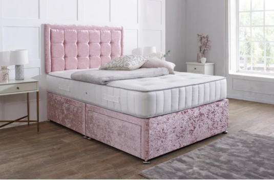 Aurora Divan Bed Set with Button Border Headboard