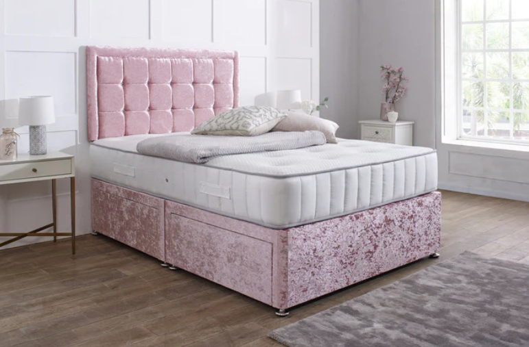 Aurora Divan Bed Set with Button Border Headboard