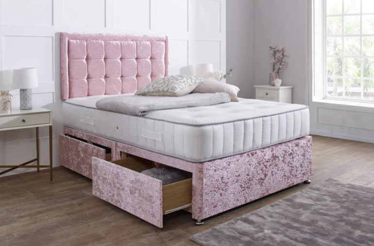Aurora Divan Bed Set with Button Border Headboard