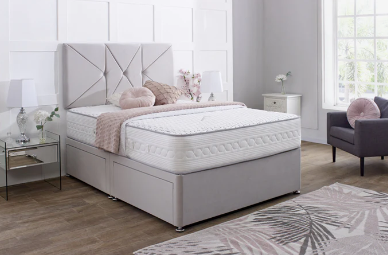 Prague Divan Bed Set with Button Headboard