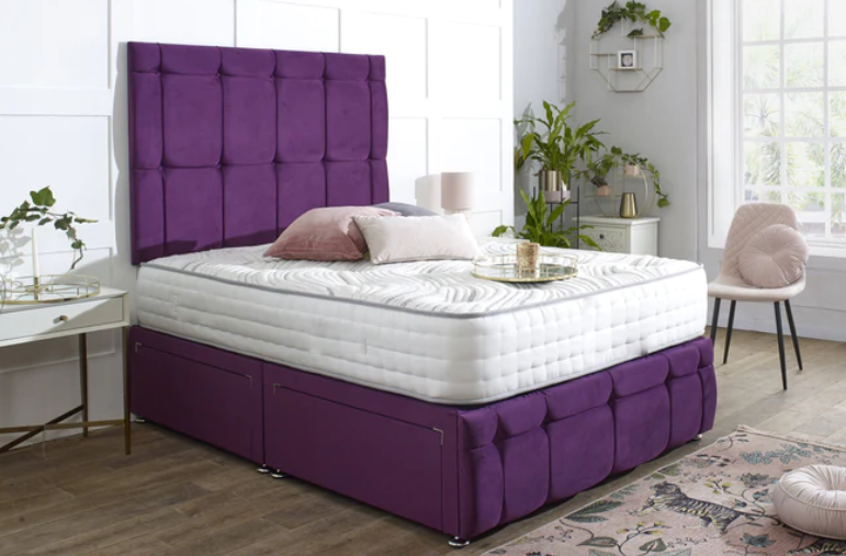 Turin Divan Bed Set with Tall Button Headboard and Footboard